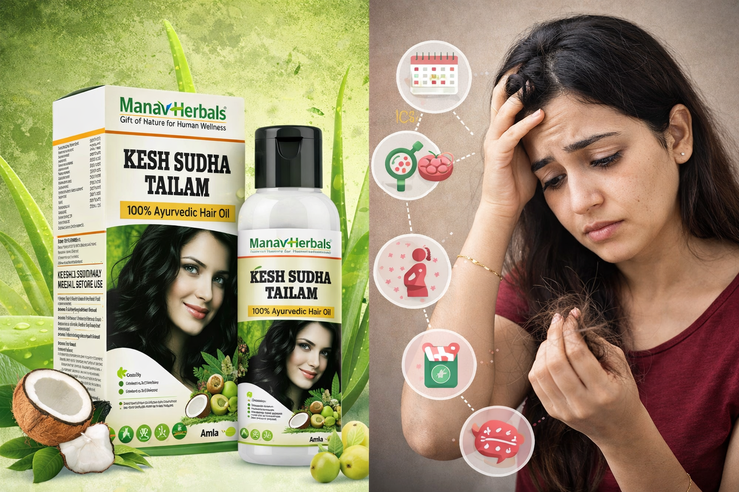 Kesh Sudha Tailam Kit, incuding 100ml Pure Ayrvedic Hair Oil With 30 Ayurvedic Capsules For Strong & Healthy Hair For Men & Women