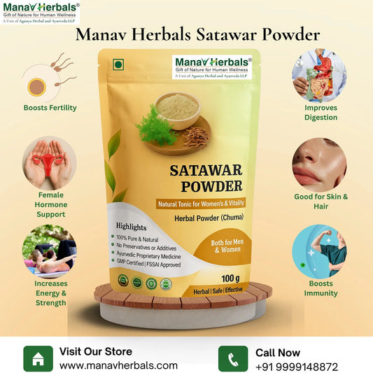 Shatavari Powder by Manav Herbals – Fertility, Strength & Immunity Support (200g)