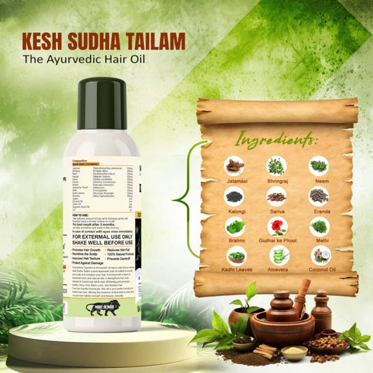 Kesh Sudha Tailam Kit, incuding 100ml Pure Ayrvedic Hair Oil With 30 Ayurvedic Capsules For Strong & Healthy Hair For Men & Women