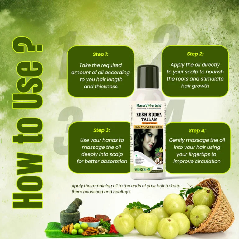 Kesh Sudha Tailam Kit, incuding 100ml Pure Ayrvedic Hair Oil With 30 Ayurvedic Capsules For Strong & Healthy Hair For Men & Women