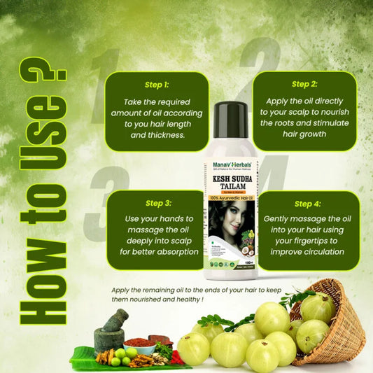 Kesh Sudha Tailam Kit, incuding 100ml Pure Ayrvedic Hair Oil With 30 Ayurvedic Capsules For Strong & Healthy Hair For Men & Women