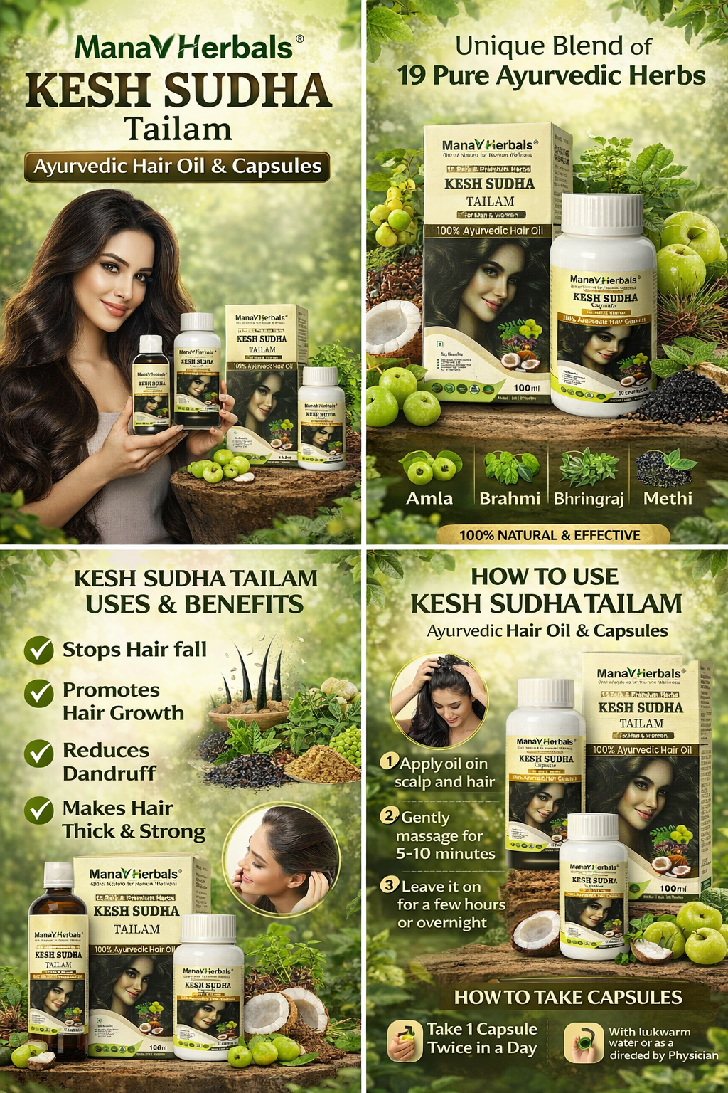 Kesh Sudha Tailam Kit, incuding 100ml Pure Ayrvedic Hair Oil With 30 Ayurvedic Capsules For Strong & Healthy Hair For Men & Women