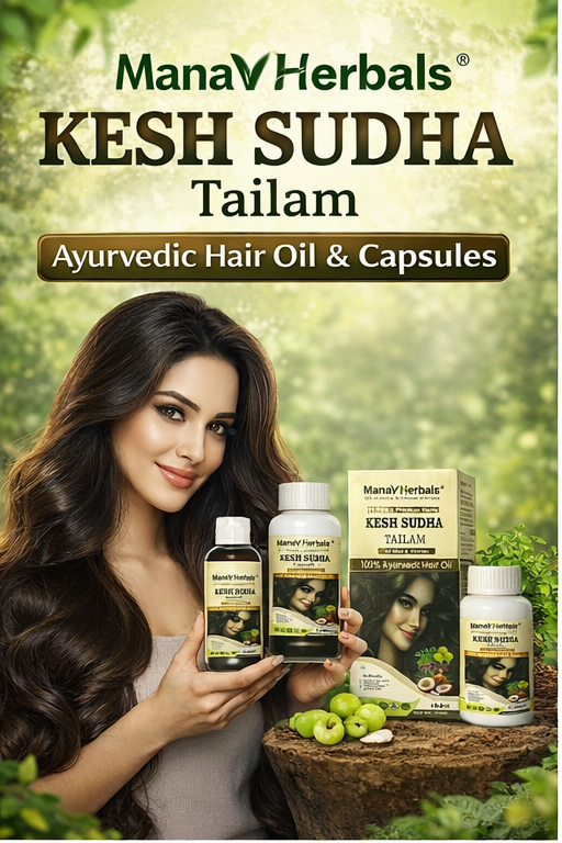 Kesh Sudha Tailam Kit, incuding 100ml Pure Ayrvedic Hair Oil With 30 Ayurvedic Capsules For Strong & Healthy Hair For Men & Women